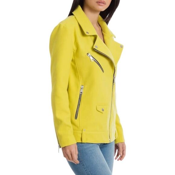 Avec Les Filles Long Sleeve Zip Double Face Biker Jacket Yellow Women's Large - Picture 5 of 12